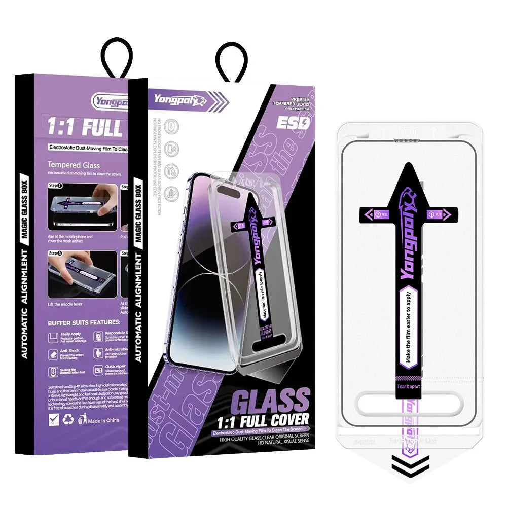 NovaCart 9H Tempered Glass Screen Protector for iPhone Auto Dust Removal Anti-Fingerprint HD Clarity Privacy Drop Protection Case-Friendly
