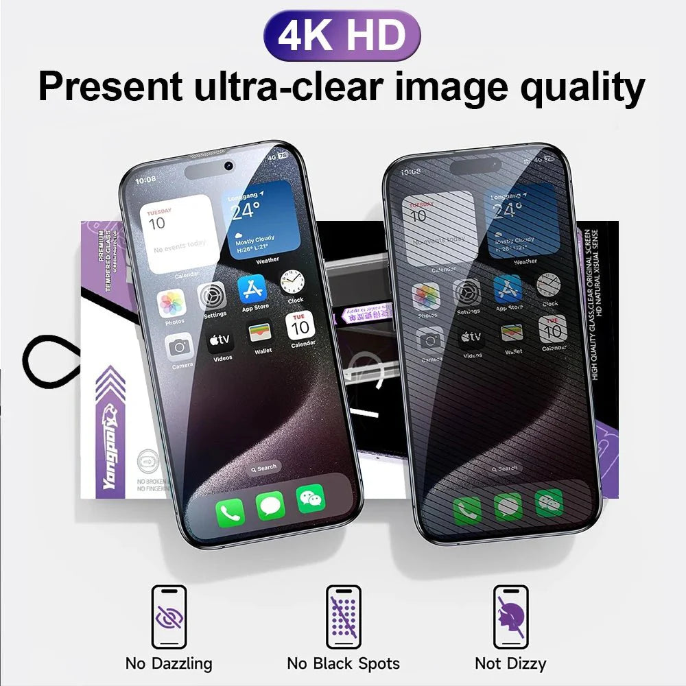 NovaCart 9H Tempered Glass Screen Protector for iPhone Auto Dust Removal Anti-Fingerprint HD Clarity Privacy Drop Protection Case-Friendly