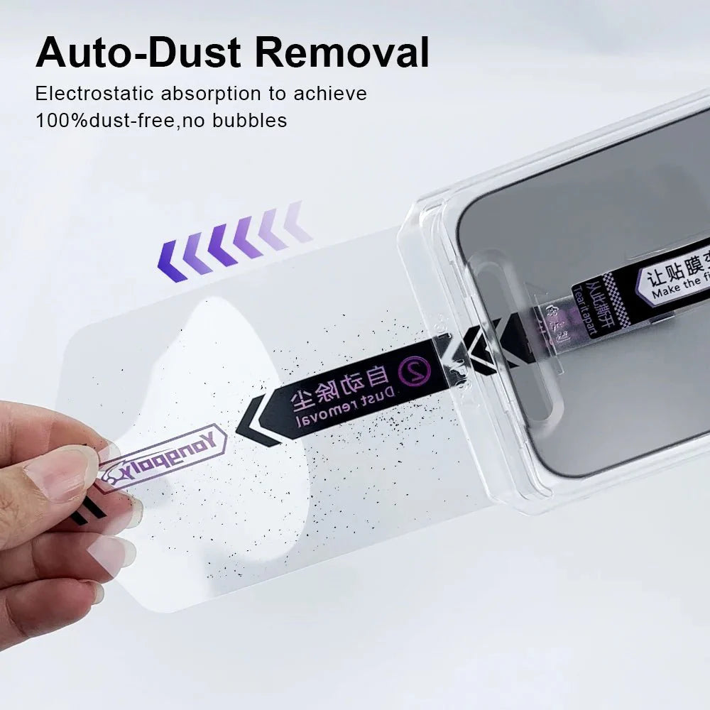 NovaCart 9H Tempered Glass Screen Protector for iPhone Auto Dust Removal Anti-Fingerprint HD Clarity Privacy Drop Protection Case-Friendly